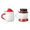 Glitzhome® Christmas Ceramic Santa & Snowman Mug with Lid & Spoon Set